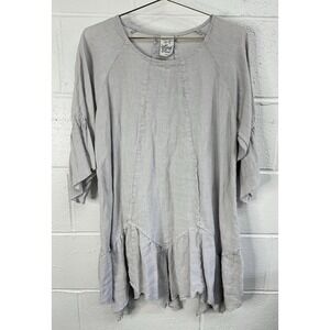 Match Point 100% Linen Drapey Lagenlook Tunic Dress / Size Small / Made In USA